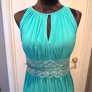 R & M Collections long dress summer prom sequence turquoise maxi dress cruise